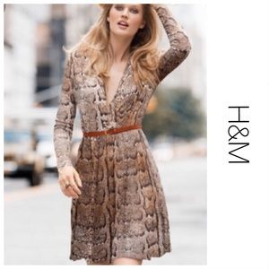 H&M Snakeskin Wrap Dress Ling Sleeve S